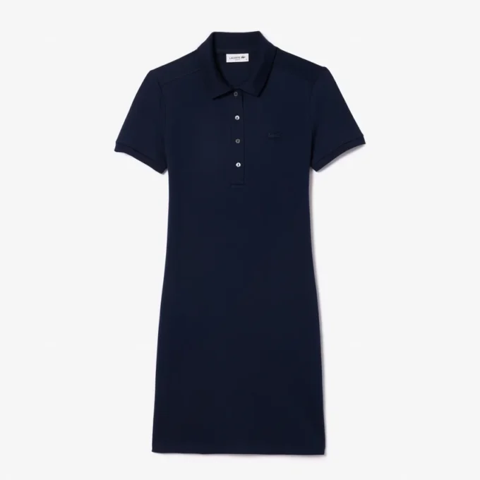 Robe polo mini en piqué stretch slim fit pour femme Robe polo mini en piqué stretch slim fit pour femme