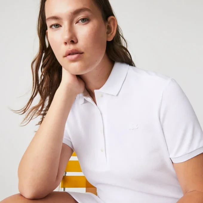 Robe polo mini en piqué stretch slim fit pour femme Robe polo mini en piqué stretch slim fit pour femme