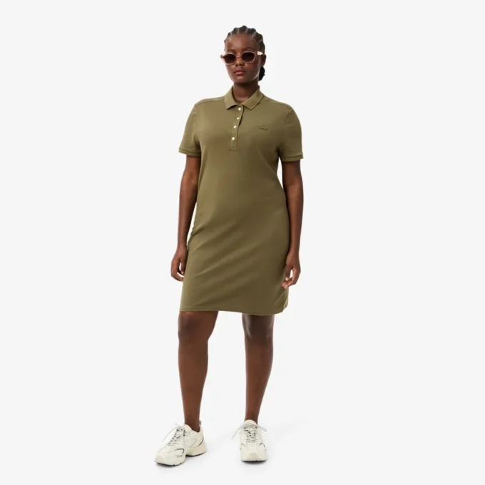 Robe polo mini en piqué stretch slim fit pour femme Robe polo mini en piqué stretch slim fit pour femme