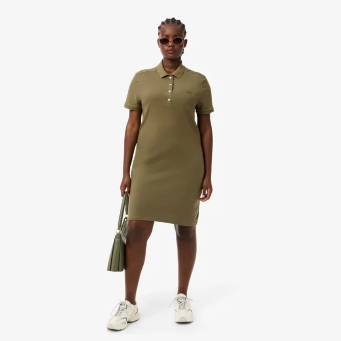 Robe polo mini en piqué stretch slim fit pour femme Robe polo mini en piqué stretch slim fit pour femme