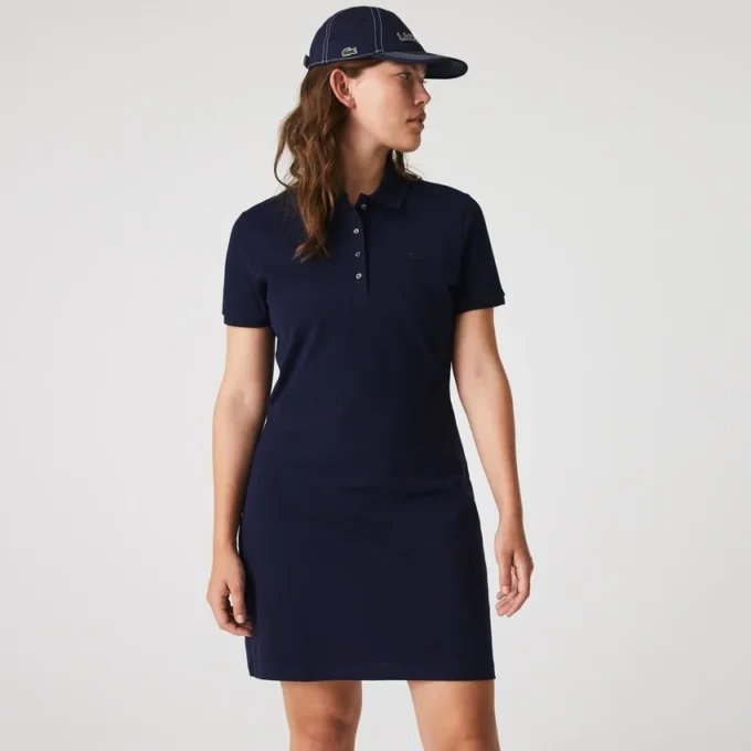 Robe polo mini en piqué stretch slim fit pour femme Robe polo mini en piqué stretch slim fit pour femme