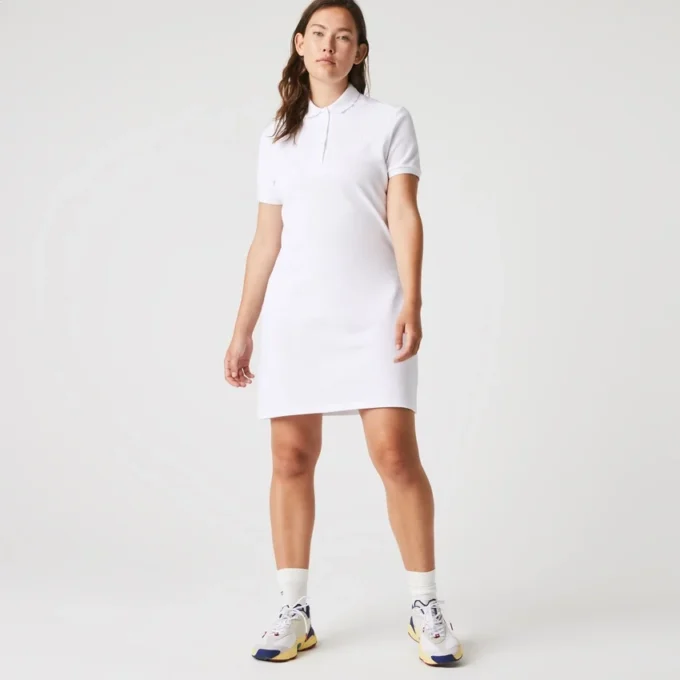 Robe polo mini en piqué stretch slim fit pour femme Robe polo mini en piqué stretch slim fit pour femme