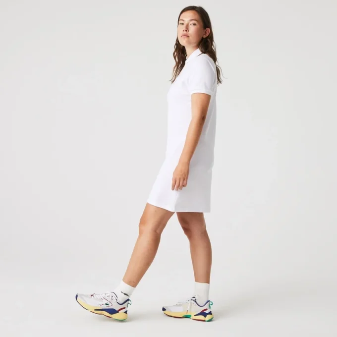 Robe polo mini en piqué stretch slim fit pour femme Robe polo mini en piqué stretch slim fit pour femme