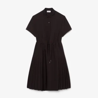 Robe polo plissée en laine mélangée