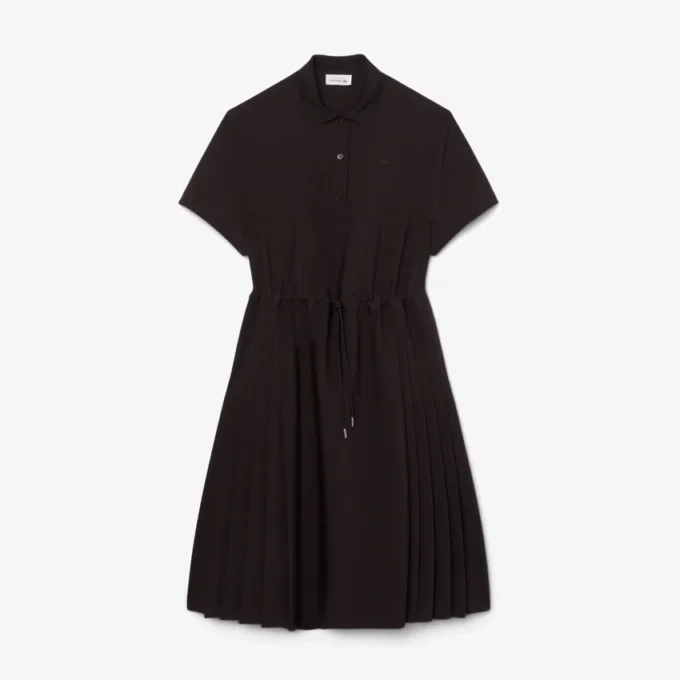 Robe polo plissée en laine mélangée Robe polo plissée en laine mélangée