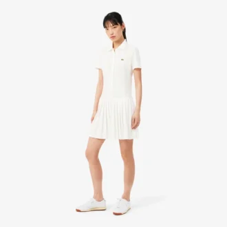 Robe polo plissée en piqué stretch