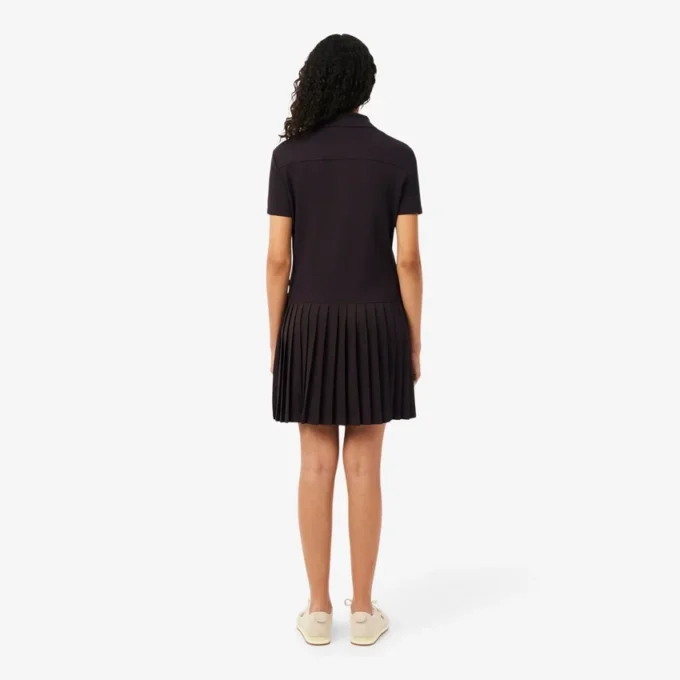 Robe polo plissée en piqué stretch Robe polo plissée en piqué stretch