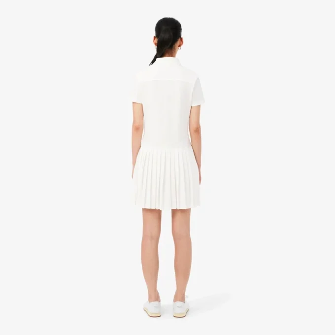 Robe polo plissée en piqué stretch