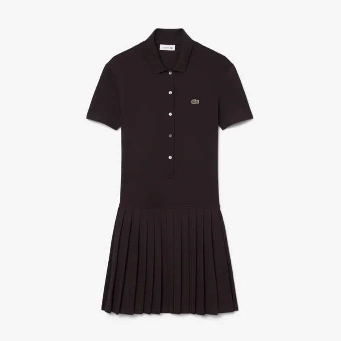 Robe polo plissée en piqué stretch Robe polo plissée en piqué stretch