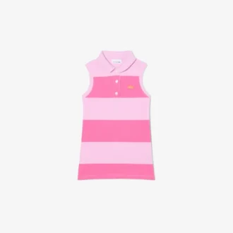 Robe polo sans manches à rayures en Petit Piqué