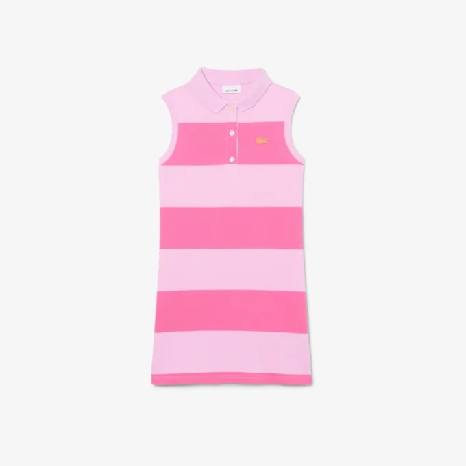 Robe polo sans manches à rayures en petit piqué Robe polo sans manches à rayures en petit piqué