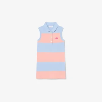 Robe polo sans manches à rayures en Petit Piqué