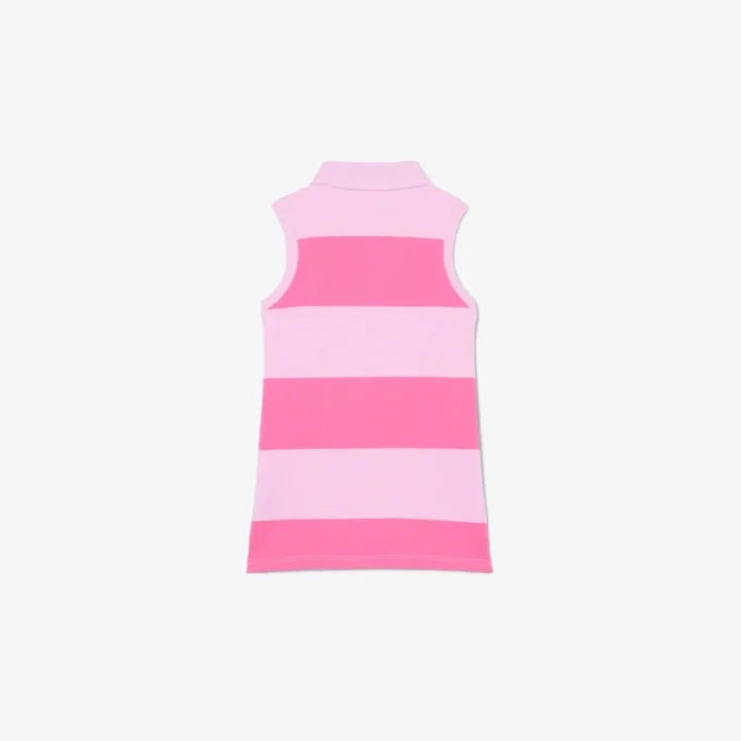 Robe polo sans manches à rayures en Petit Piqué Robe polo sans manches à rayures en Petit Piqué