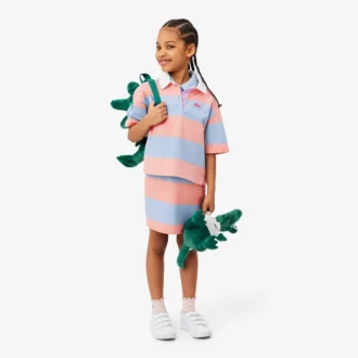 Robe polo sans manches à rayures en petit piqué