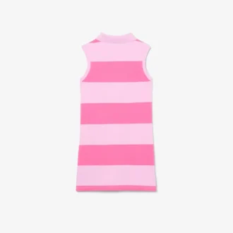 Robe polo sans manches à rayures en petit piqué