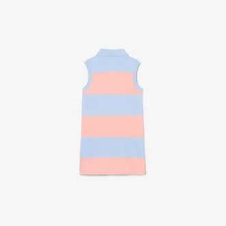 Robe polo sans manches à rayures en Petit Piqué