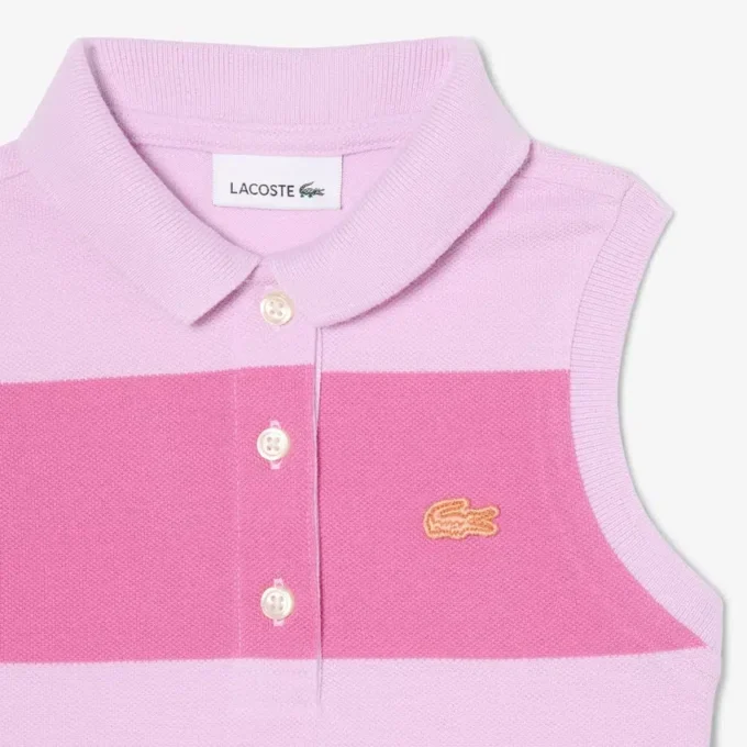 Robe polo sans manches à rayures en Petit Piqué Robe polo sans manches à rayures en Petit Piqué