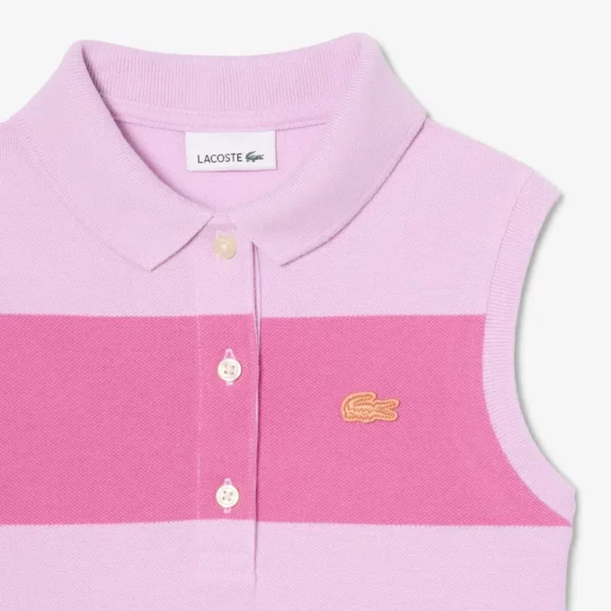 Robe polo sans manches à rayures en petit piqué Robe polo sans manches à rayures en petit piqué