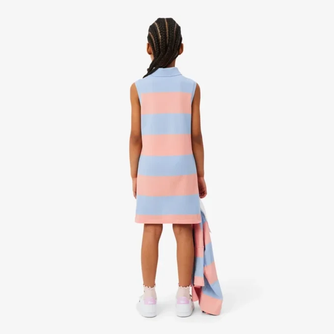 Robe polo sans manches à rayures en petit piqué Robe polo sans manches à rayures en petit piqué