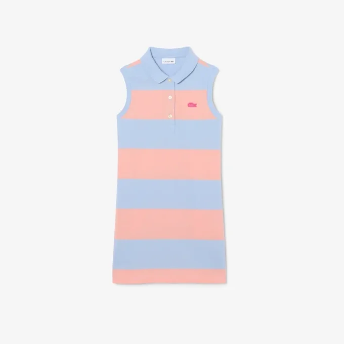 Robe polo sans manches à rayures en petit piqué Robe polo sans manches à rayures en petit piqué