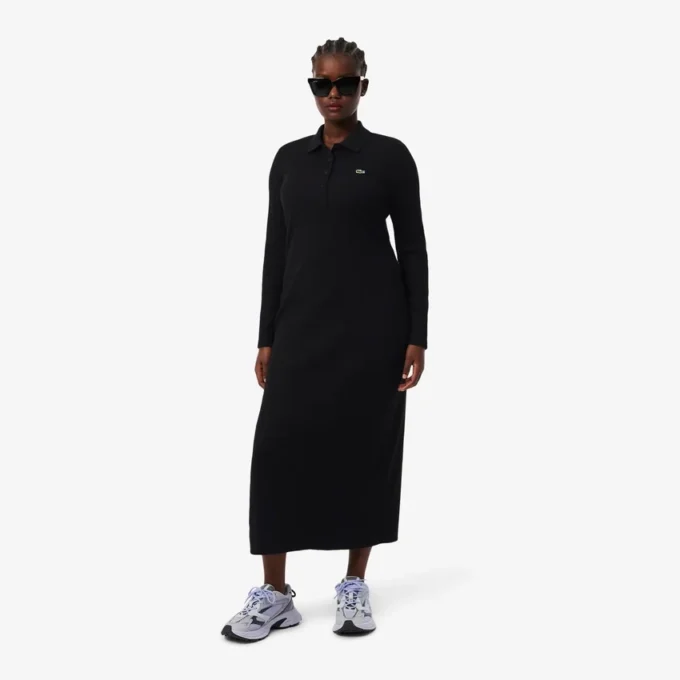 Robe slim en coton côtelé à col polo pour femme Robe slim en coton côtelé à col polo pour femme