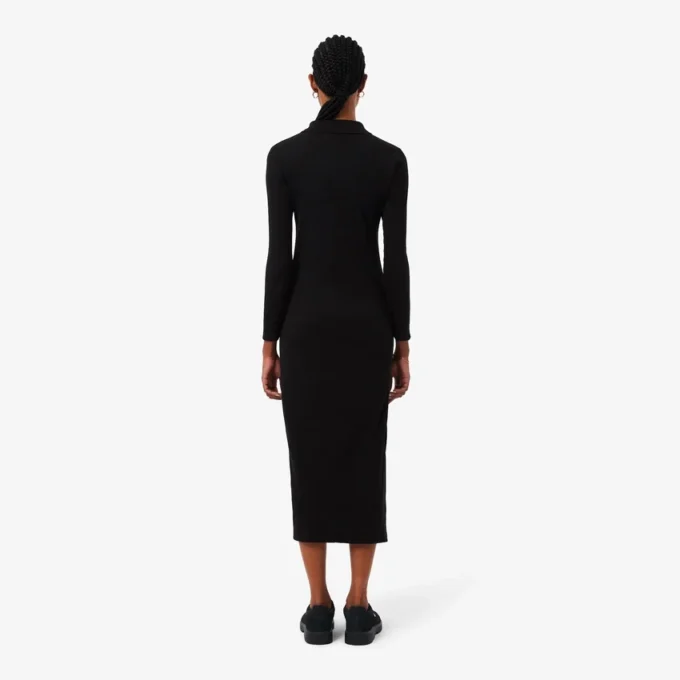 Robe slim en coton côtelé à col polo pour femme Robe slim en coton côtelé à col polo pour femme
