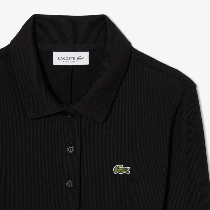 Robe slim en coton côtelé à col polo pour femme Robe slim en coton côtelé à col polo pour femme