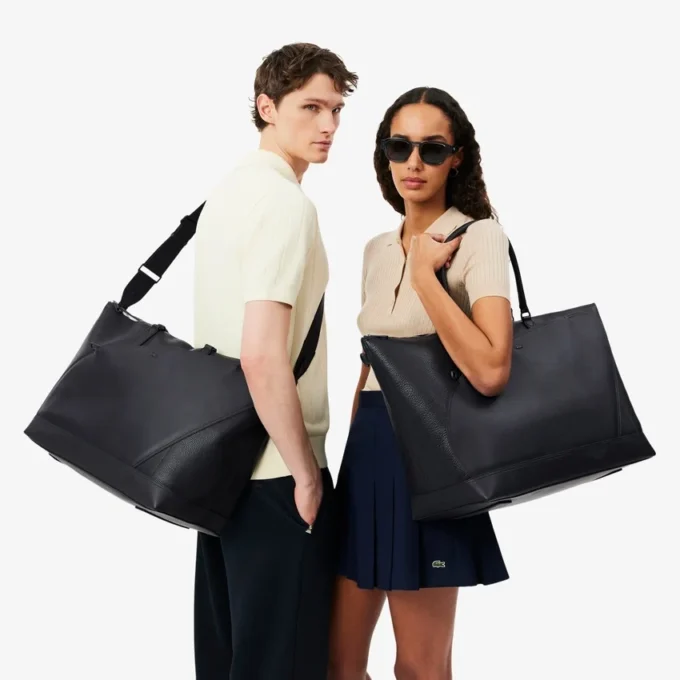 Sac de week-end en cuir grainé Lacoste Club Sac de week-end en cuir grainé Lacoste Club