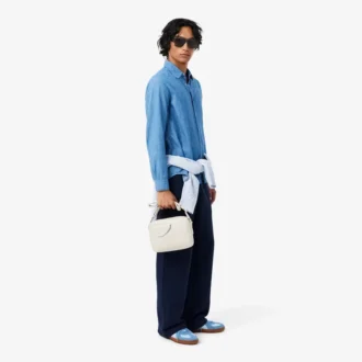 Sacoche en cuir grainé Lacoste