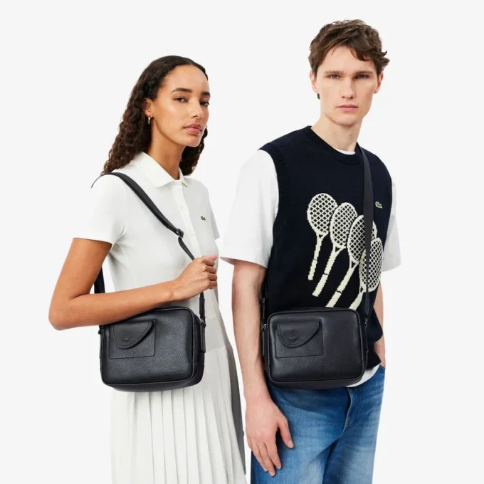 Sacoche en cuir grainé Lacoste Sacoche en cuir grainé Lacoste