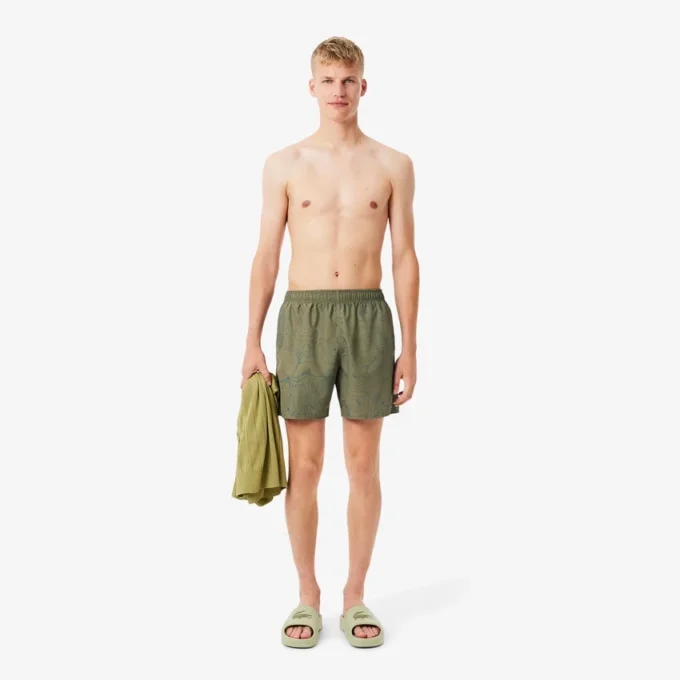 Short de bain imprimé mi-long pour homme en boxers Short de bain imprimé mi-long pour homme en boxers
