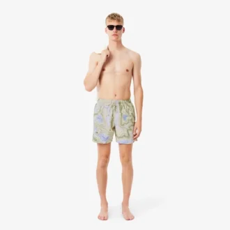 Short de bain imprimé mi-long pour homme en boxers