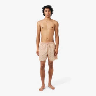 Short de bain mi-long à imprimé crocodile
