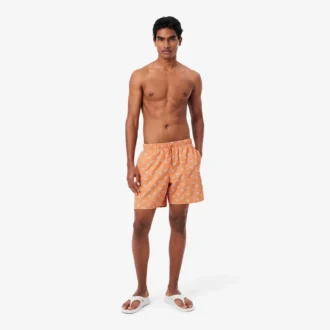 Short de bain mi-long à imprimé crocodile