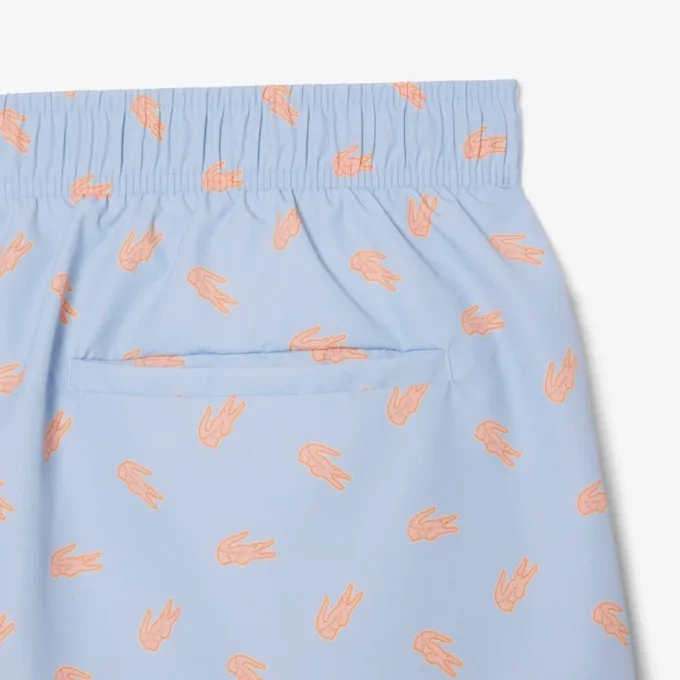 Short de bain mi-long à imprimé crocodile