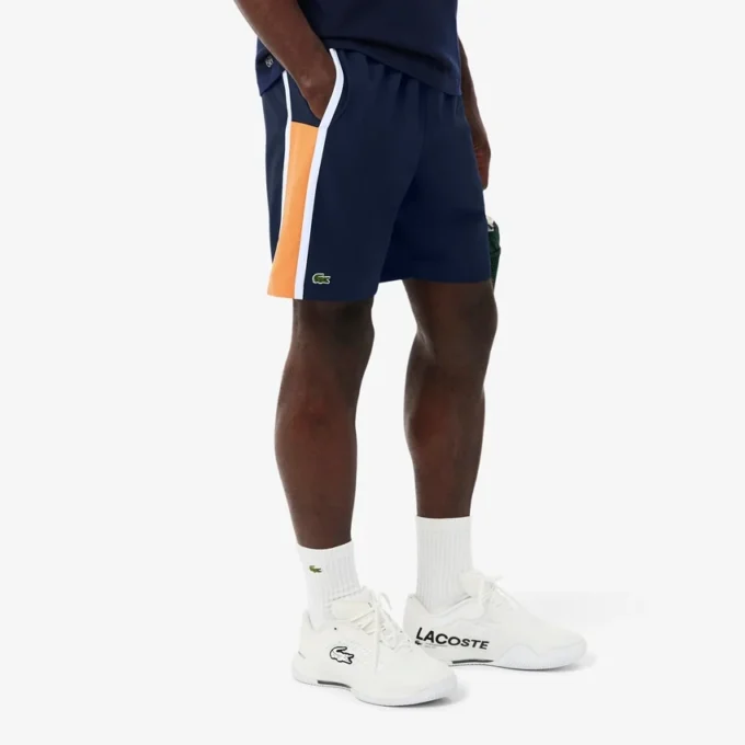 Short de tennis léger à rayures colorées pour homme