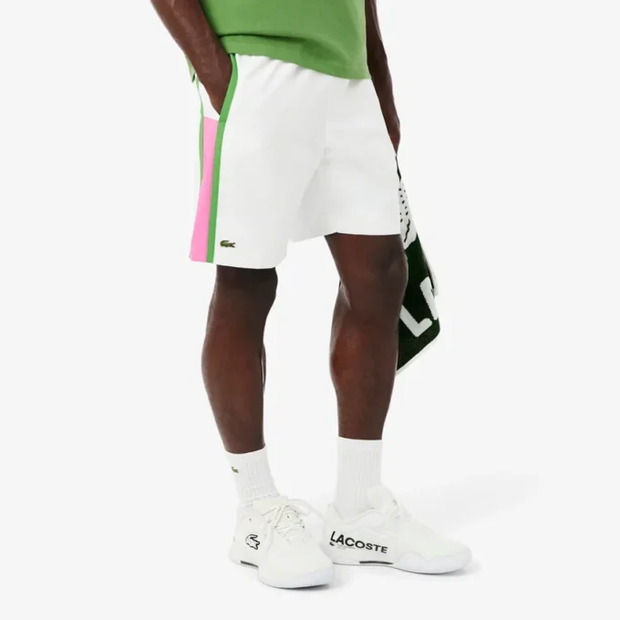 Short de tennis léger à rayures colorées pour homme