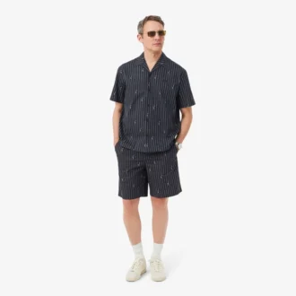 Short en coton à rayures et imprimé crocodile
