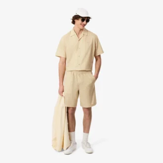 Short en coton à rayures et imprimé crocodile Short en coton à rayures et imprimé crocodile