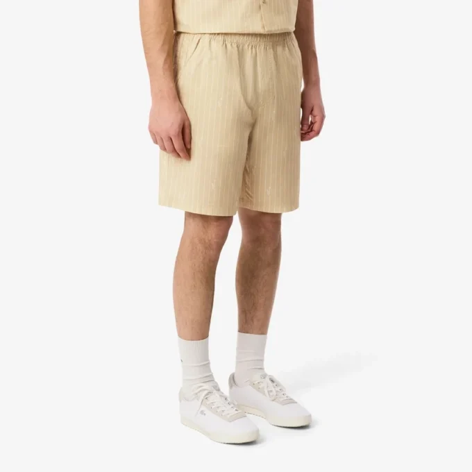 Short en coton à rayures et imprimé crocodile Short en coton à rayures et imprimé crocodile