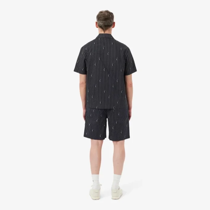 Short en coton à rayures et imprimé crocodile Short en coton à rayures et imprimé crocodile