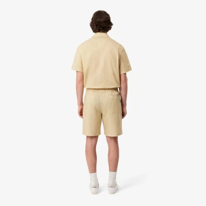 Short en coton à rayures et imprimé crocodile Short en coton à rayures et imprimé crocodile