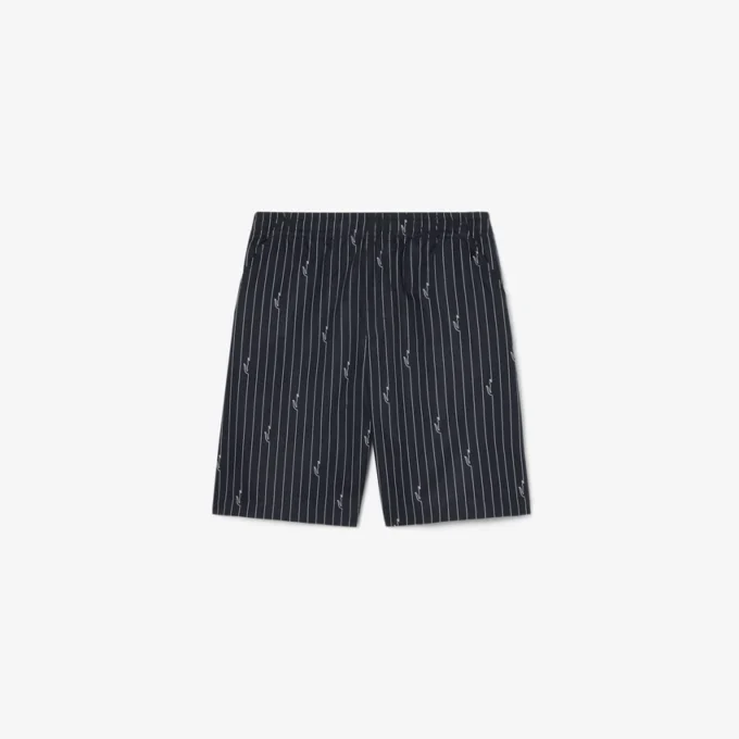 Short en coton à rayures et imprimé crocodile Short en coton à rayures et imprimé crocodile