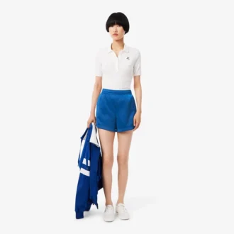 Short en jersey satiné à rayures pointelles pour femme