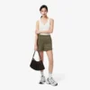 Short en jersey satiné à rayures pointelles pour femme Short en jersey satiné à rayures pointelles pour femme