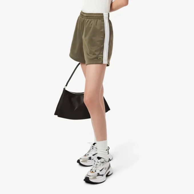Short en jersey satiné à rayures pointelles pour femme Short en jersey satiné à rayures pointelles pour femme
