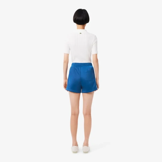 Short en jersey satiné à rayures pointelles pour femme Short en jersey satiné à rayures pointelles pour femme