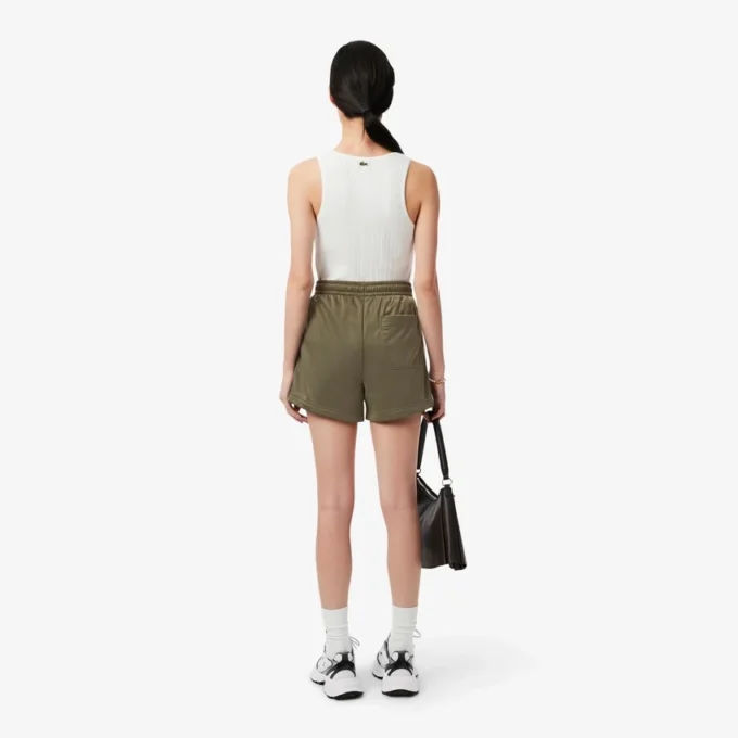 Short en jersey satiné à rayures pointelles pour femme Short en jersey satiné à rayures pointelles pour femme