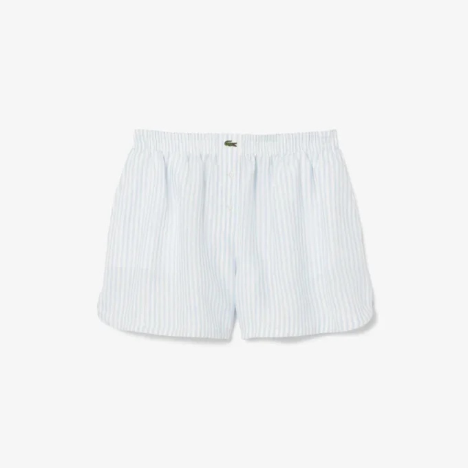Short en lin rayé coupe décontractée pour femme Short en lin rayé coupe décontractée pour femme