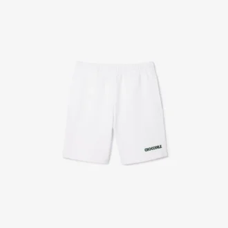 Short en molleton pour homme, coupe classique, avec broderie